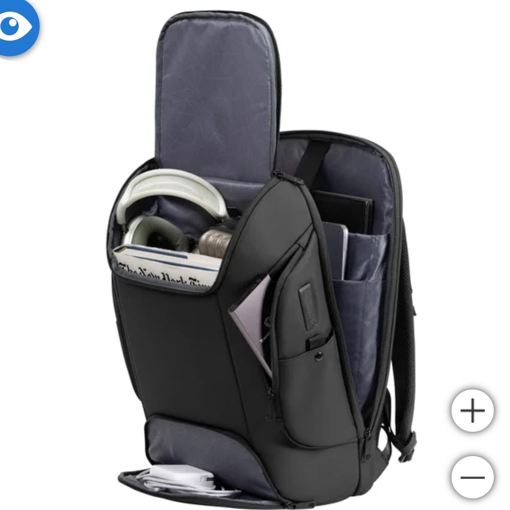 19" Backpack Black Breenon Water-Repellent Laptop Pockets and Powerbank port